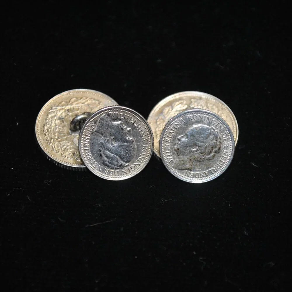 Vintage 1941 Dutch Silver Coin Cufflinks